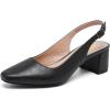 imageWomens Low Chunky Slingback Heels Square Toe Block Dress Shoes Closed Toe Comfortable Wedding Office Work PumpsBlack