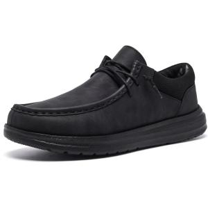 Mens Wide Shoes Width Toe Box Slip-on Loafers Casual Walking Shoes for Men(Black)