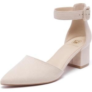 Women’s Closed Toe Heel Pumps Low Chunky Block Comfortable Dress Work Shoes(Nude 2.17inch)
