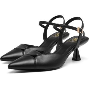 Women’s Slingback Kitten Heels Closed Pointed Toe Pumps Dressy Strappy Ankle Office Low Heel Work Dress Shoes(Black)