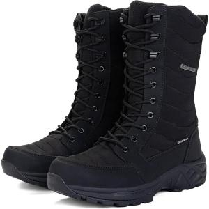 Women’s Waterproof Winter Snow Boots Warm Comfortable with Side Zipper – 2025 Fashion Lightweight Hiking boots for Cold Weather Insulated Mid Calf Military Booties(Black)