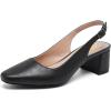 imageWomens Low Chunky Slingback Heels Square Toe Block Dress Shoes Closed Toe Comfortable Wedding Office Work Black Pumps 85