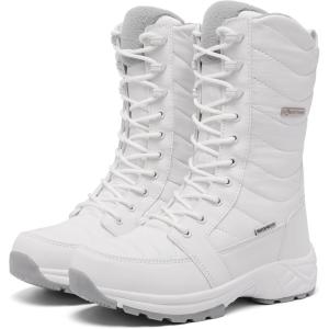 Women’s Waterproof Winter Snow Boots Warm Comfortable with Side Zipper – 2025 Fashion Lightweight Hiking boots for Cold Weather Insulated Mid Calf Military Booties(White)