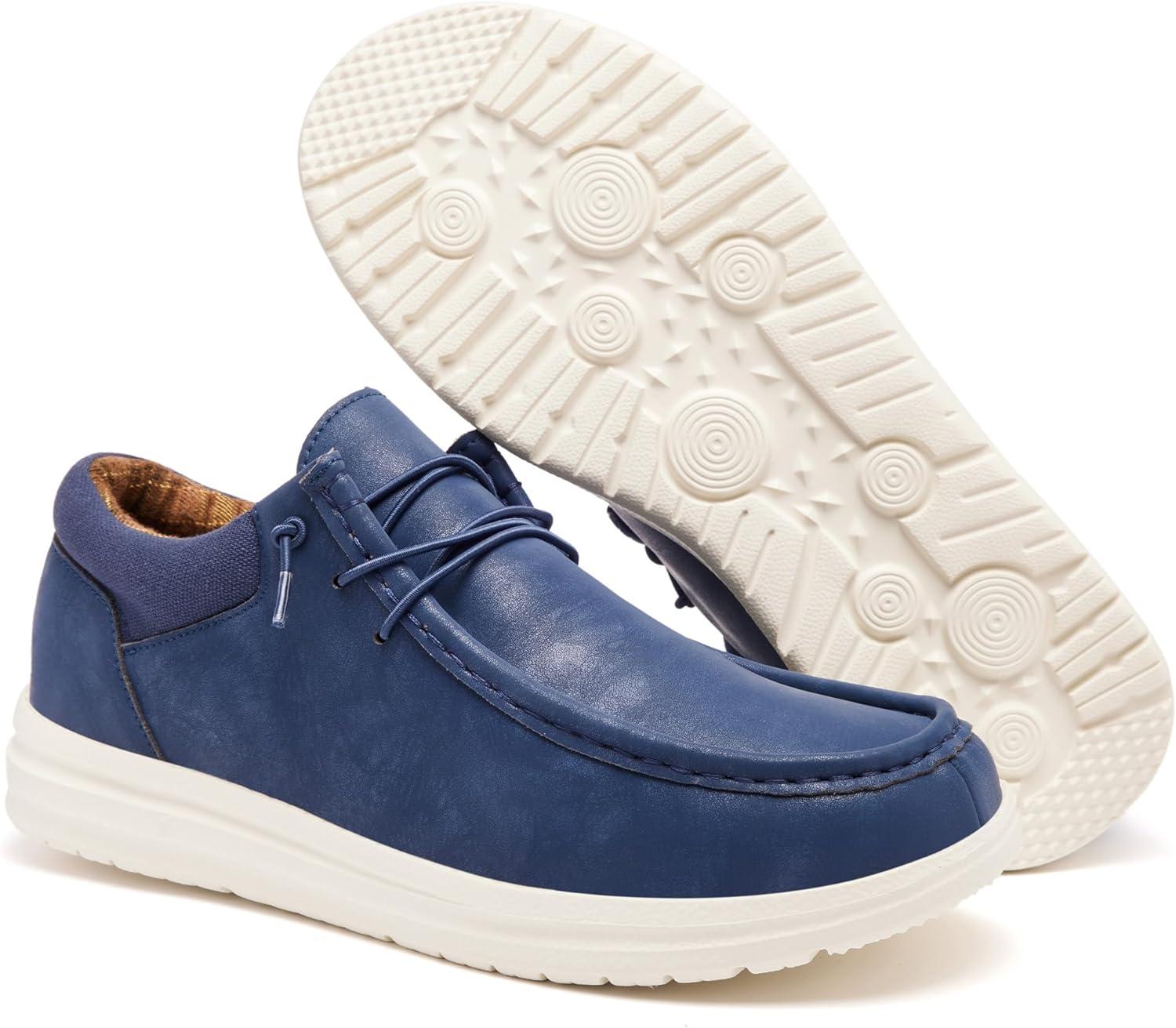 imageMens Wide Shoes Width Toe Box Slipon Loafers Casual Walking Shoes for MenDark Blue