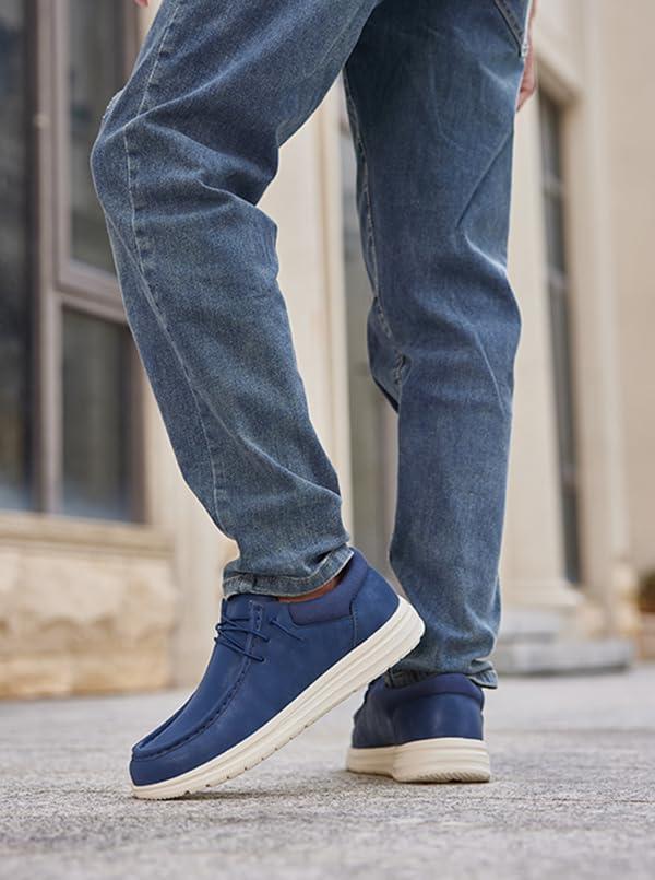 imageMens Wide Shoes Width Toe Box Slipon Loafers Casual Walking Shoes for MenDark Blue