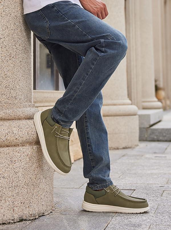 imageMens Wide Shoes Width Toe Box Slipon Loafers Casual Walking Shoes for MenOlive Green