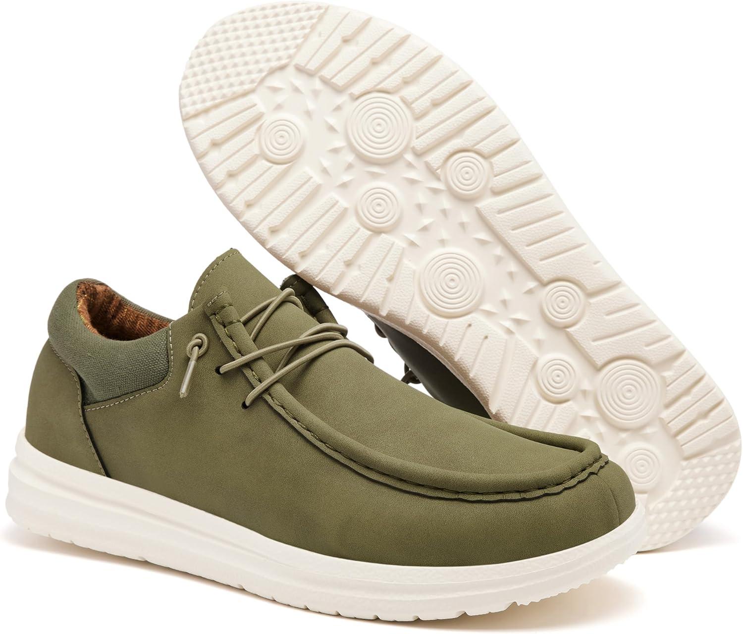 imageMens Wide Shoes Width Toe Box Slipon Loafers Casual Walking Shoes for MenOlive Green