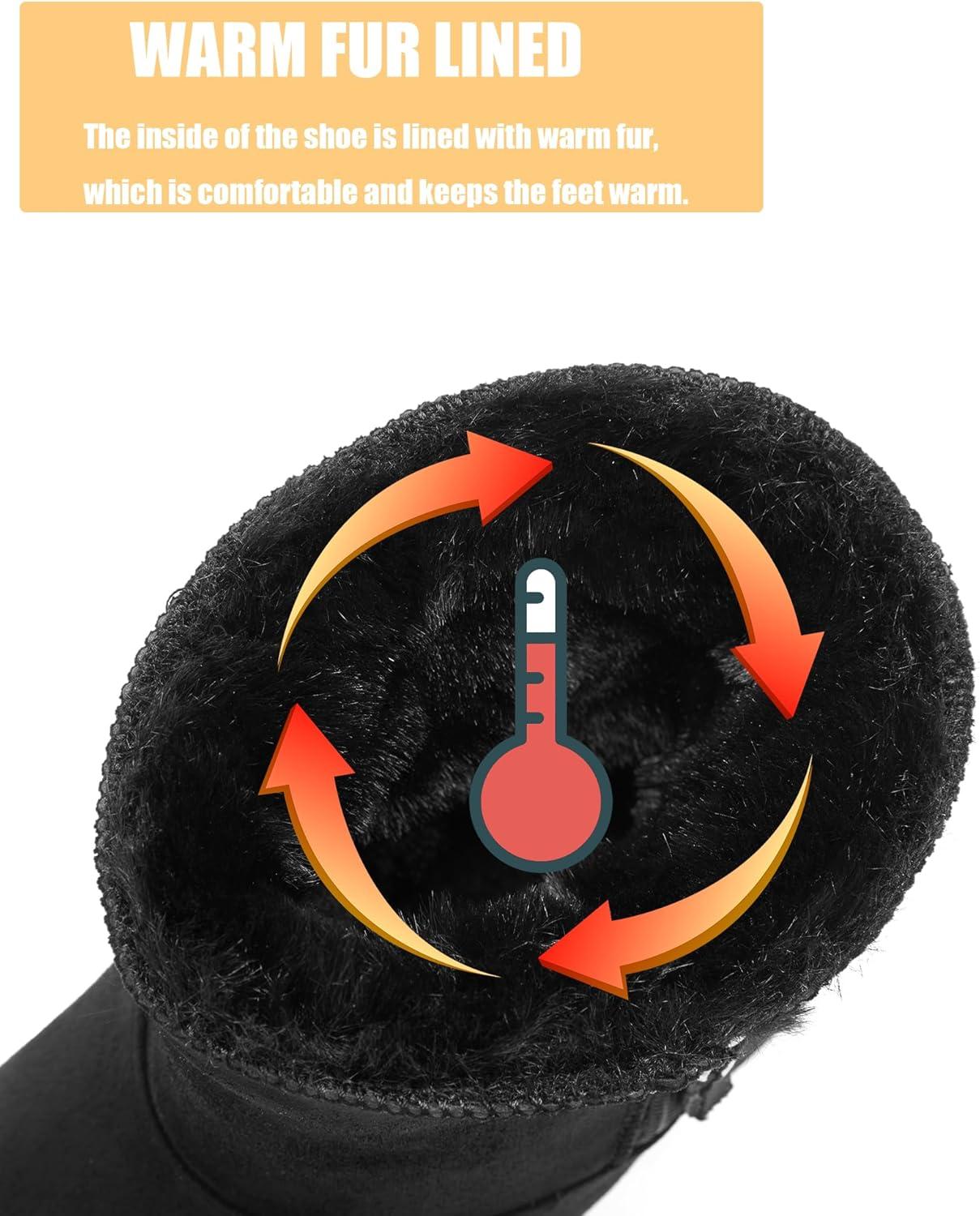 imageWinter Boots for Women Warm Ankle Boots Suede Faux Fur Lining Classic Zipper AntiSlip Snow Booties Slippers Fashion Slip On Memory Foam Comfort Indoor ampamp Outdoor Shoes Black Size 7