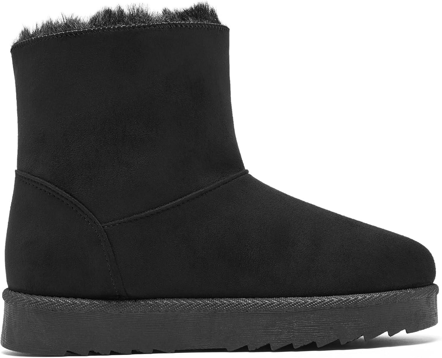 imageWinter Boots for Women Warm Ankle Boots Suede Faux Fur Lining Classic Zipper AntiSlip Snow Booties Slippers Fashion Slip On Memory Foam Comfort Indoor ampamp Outdoor Shoes Black Size 7