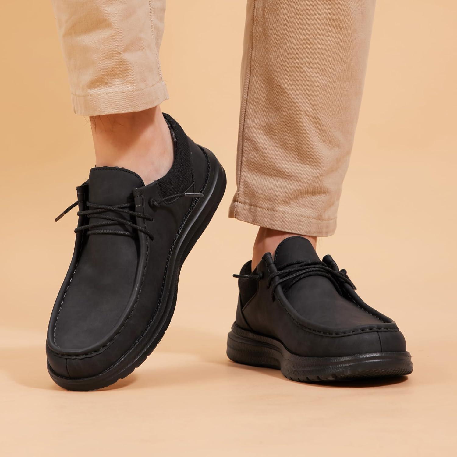 image:imageFW FRAN WILLOR Mens Wide Shoes Width Toe Box Slipon Loafers Casual Walking Shoes for MenBlack