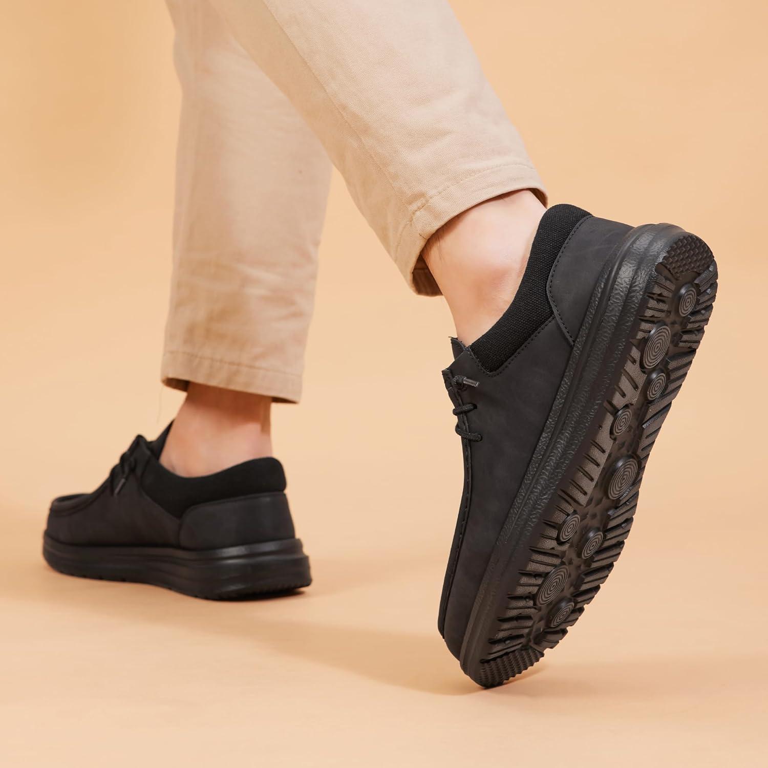 image:imageFW FRAN WILLOR Mens Wide Shoes Width Toe Box Slipon Loafers Casual Walking Shoes for MenBlack