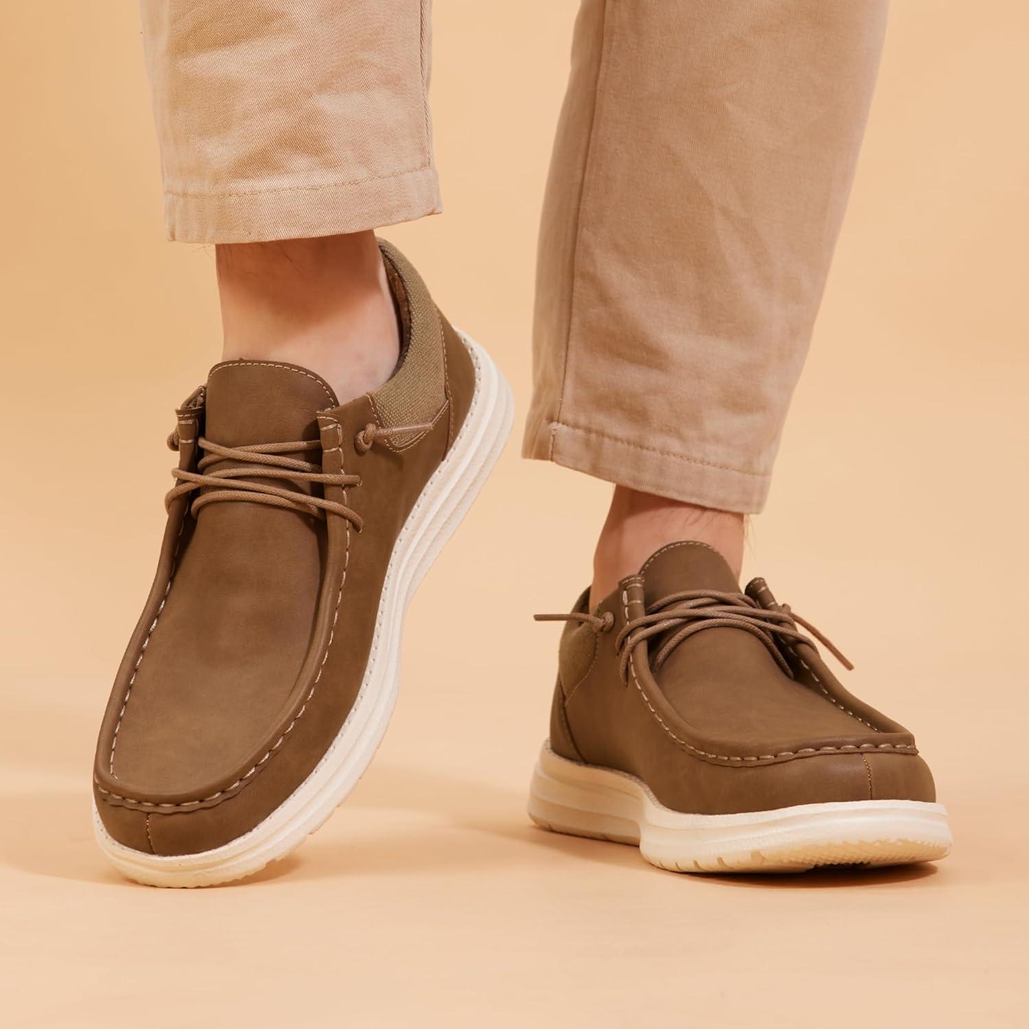 image:imageFW FRAN WILLOR Mens Wide Shoes Width Toe Box Slipon Loafers Casual Walking Shoes for MenLight Brown