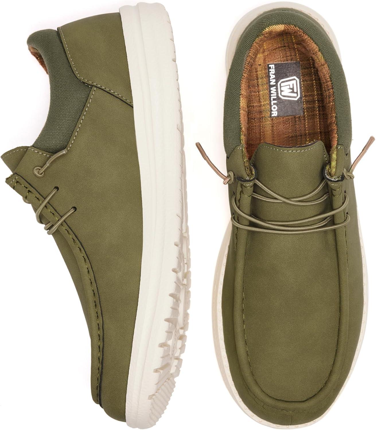 image:imageFW FRAN WILLOR Mens Wide Shoes Width Toe Box Slipon Loafers Casual Walking Shoes for MenOlive Green