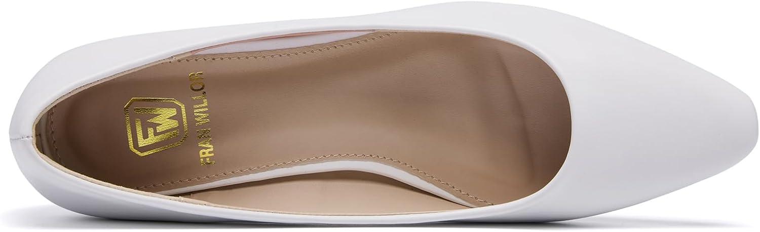 image:imageFW FRAN WILLOR Womens Low Chunky Heels Pumps Comfortable Pointed Toe Dressy Work ShoesWhite