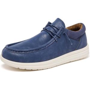 FW FRAN WILLOR Mens Wide Shoes Width Toe Box Slip-on Loafers Casual Walking Shoes for Men(Dark Blue)