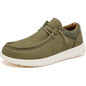 FW FRAN WILLOR Mens Wide Shoes Width Toe Box Slip-on Loafers Casual Walking Shoes for Men(Olive Green)