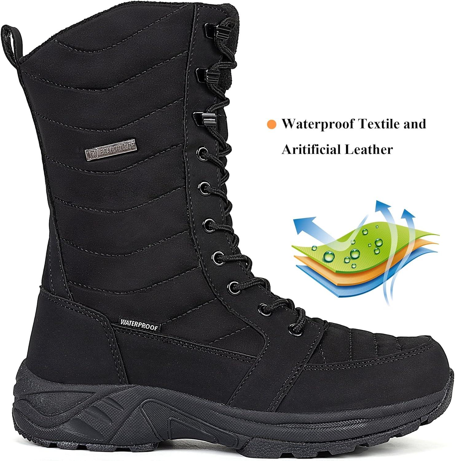 image:imageFW FRAN WILLOR Womens Waterproof Winter Snow Boots Warm Comfortable with Side Zipper 2025 Fashion Lightweight Hiking boots for Cold Weather Insulated Mid Calf Military BootiesBlack