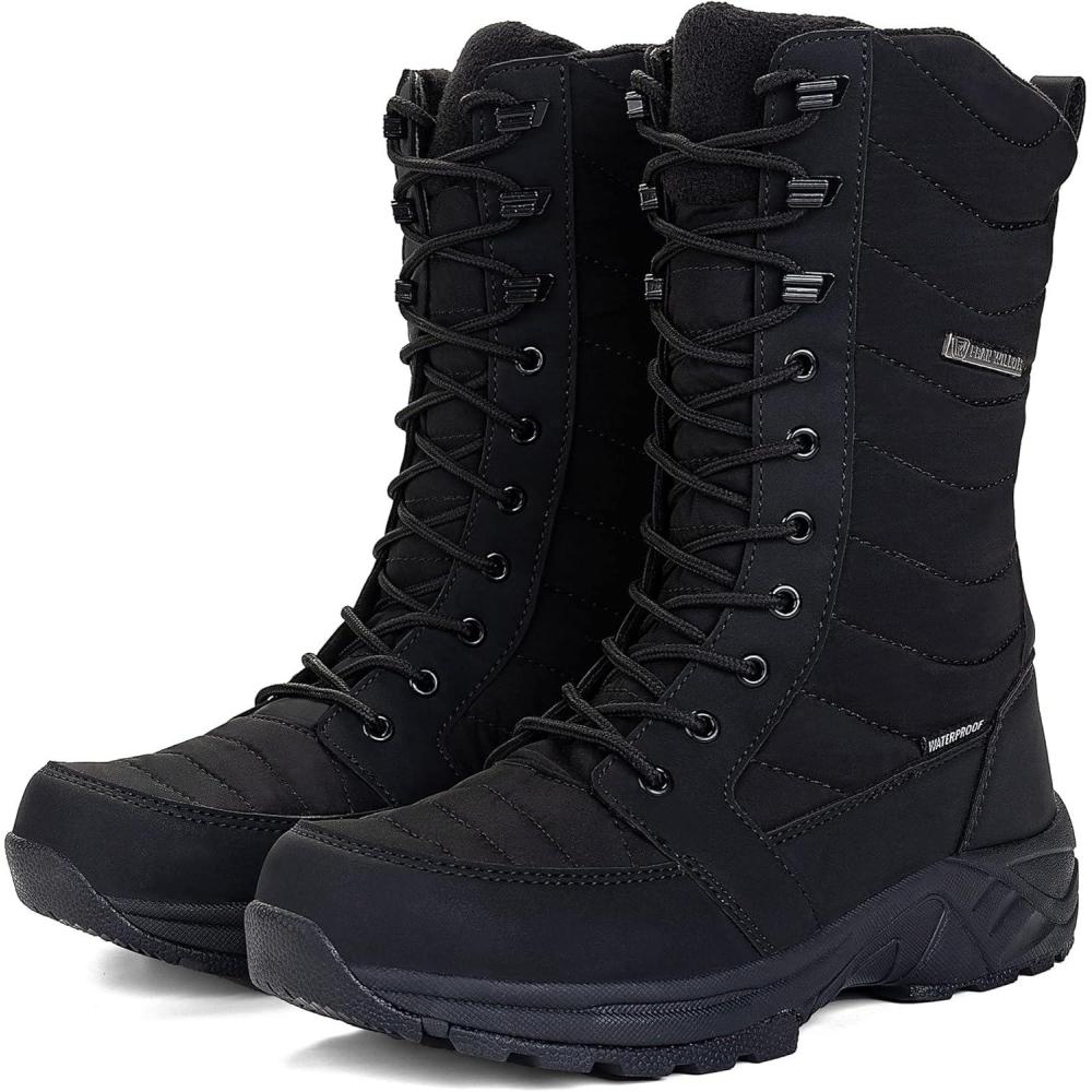 image:imageFW FRAN WILLOR Womens Waterproof Winter Snow Boots Warm Comfortable with Side Zipper 2025 Fashion Lightweight Hiking boots for Cold Weather Insulated Mid Calf Military BootiesBlack