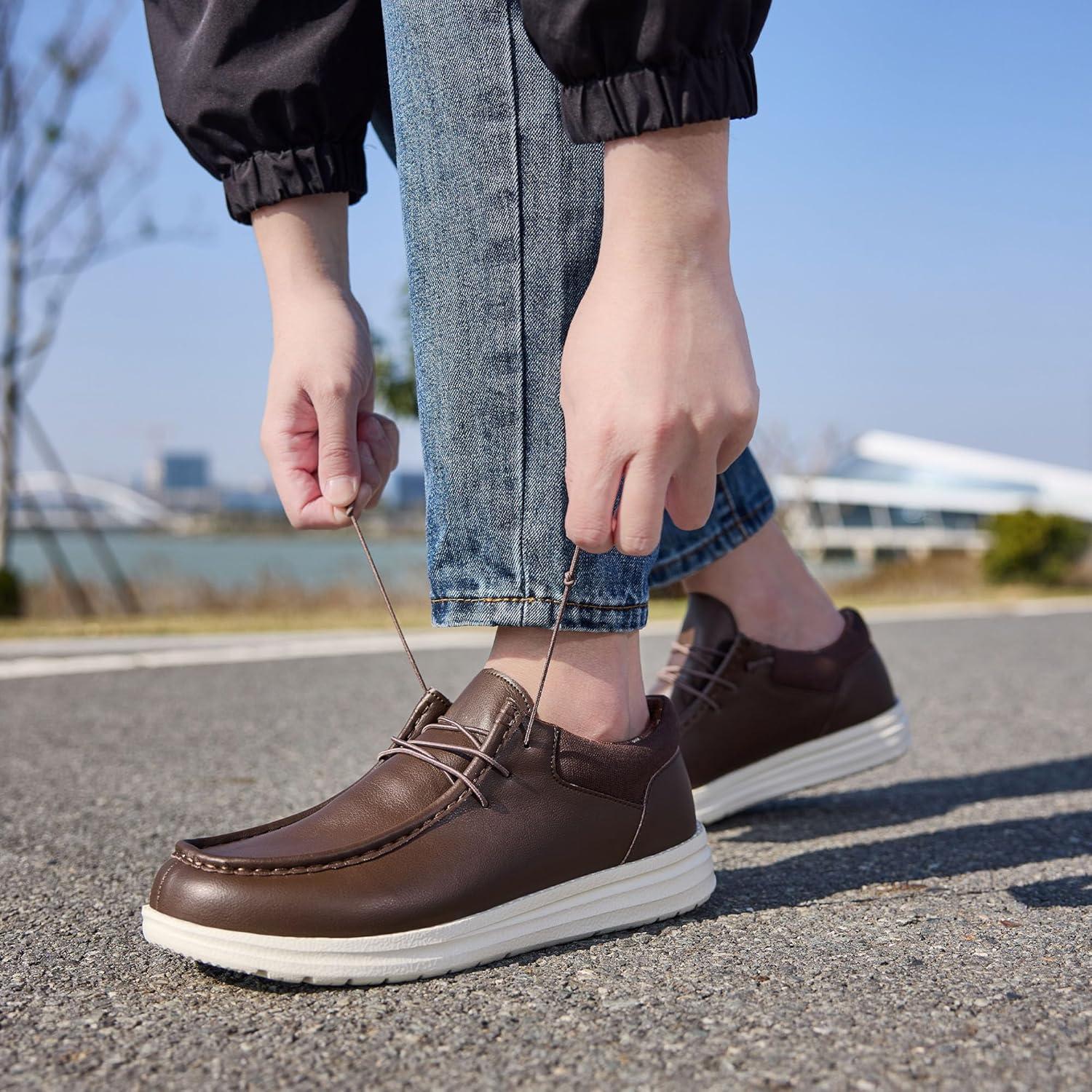 image:imageFW FRAN WILLOR Mens Wide Shoes Width Toe Box Slipon Loafers Casual Walking Shoes for MenChocolate