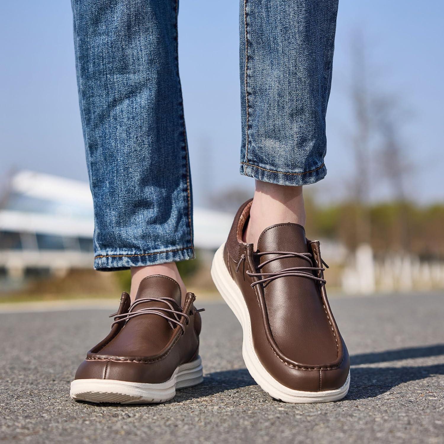 image:imageFW FRAN WILLOR Mens Wide Shoes Width Toe Box Slipon Loafers Casual Walking Shoes for MenChocolate