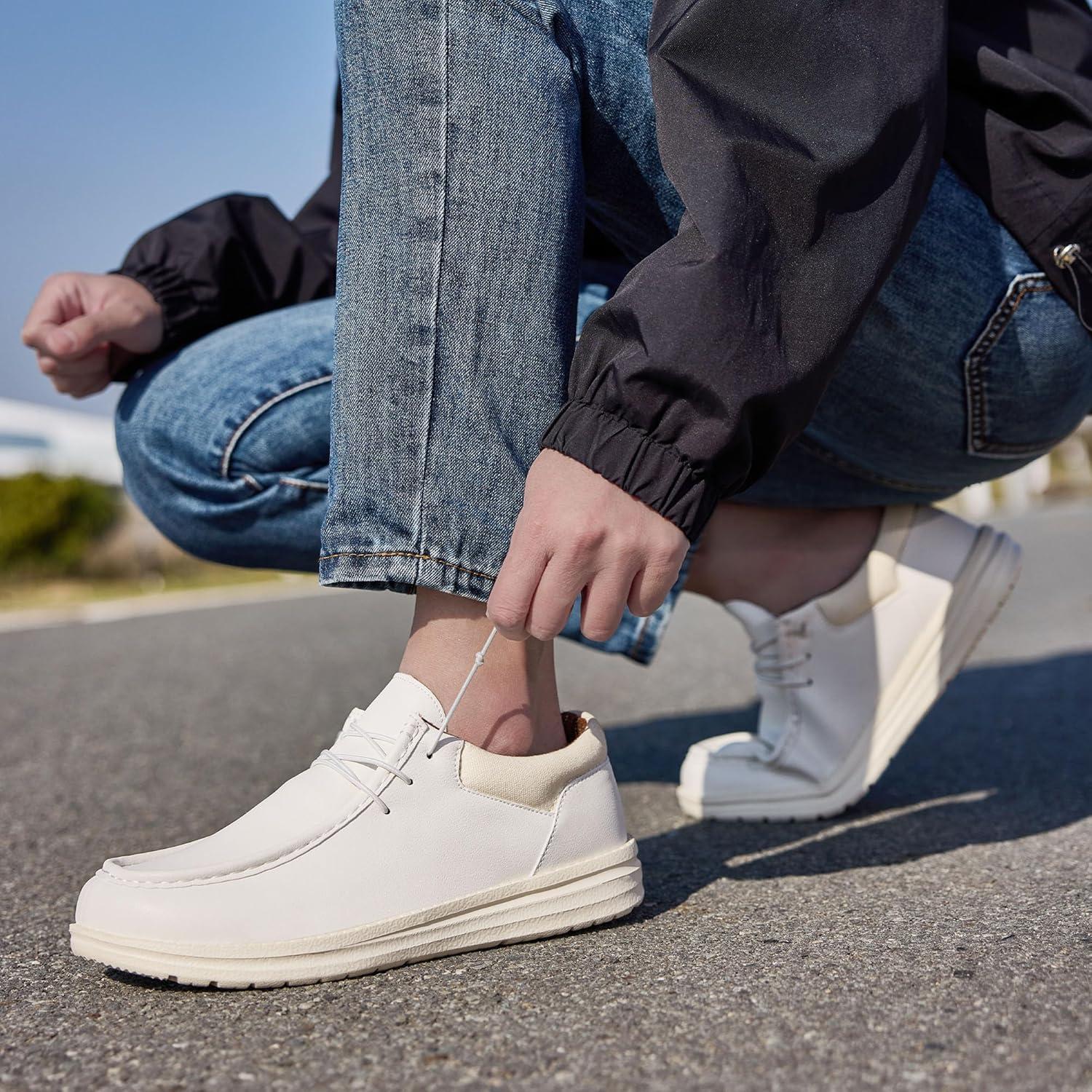 image:imageFW FRAN WILLOR Mens Wide Shoes Width Toe Box Slipon Loafers Casual Walking Shoes for MenWhite