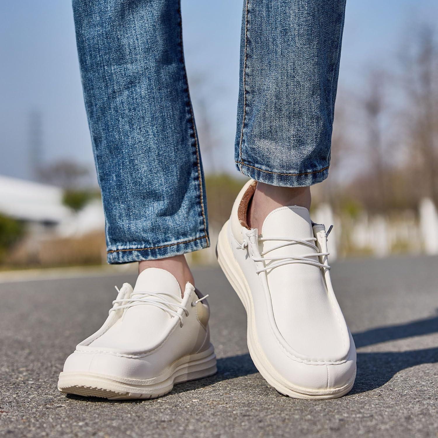 image:imageFW FRAN WILLOR Mens Wide Shoes Width Toe Box Slipon Loafers Casual Walking Shoes for MenWhite