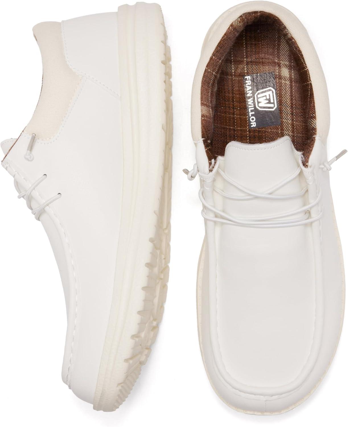 image:imageFW FRAN WILLOR Mens Wide Shoes Width Toe Box Slipon Loafers Casual Walking Shoes for MenWhite