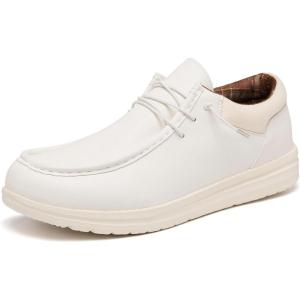 FW FRAN WILLOR Mens Wide Shoes Width Toe Box Slip-on Loafers Casual Walking Shoes for Men(White)